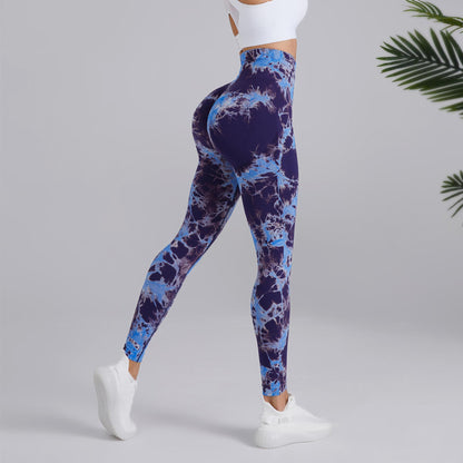 Pantalones de yoga con efecto tie-dye en dos tonos sin costuras 