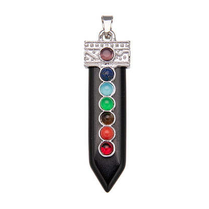 Colgante de cristal colorido con forma de espada y siete venas 