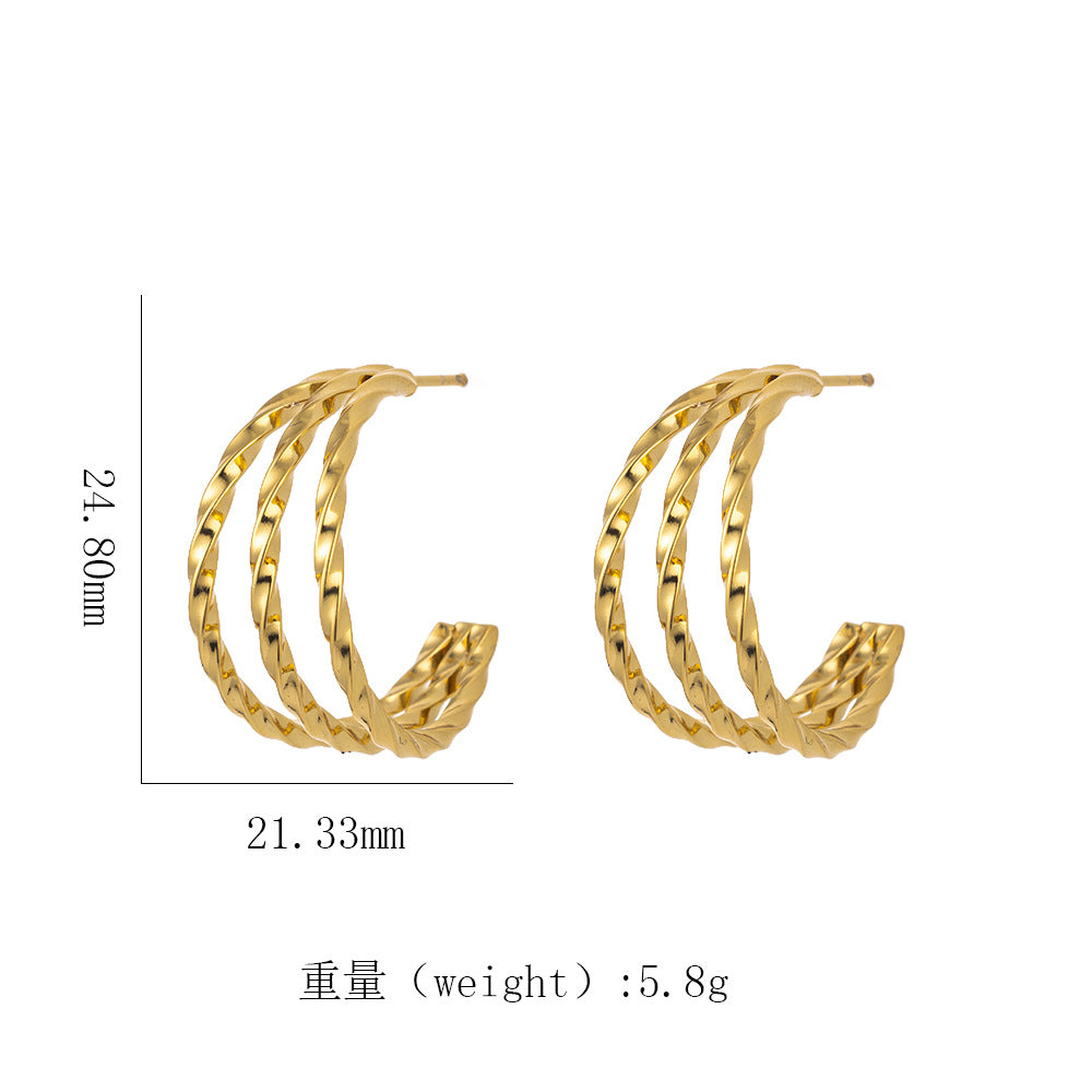 Women's 18K Gold Titanium Steel Geometric Hollow Spiral Bracelet