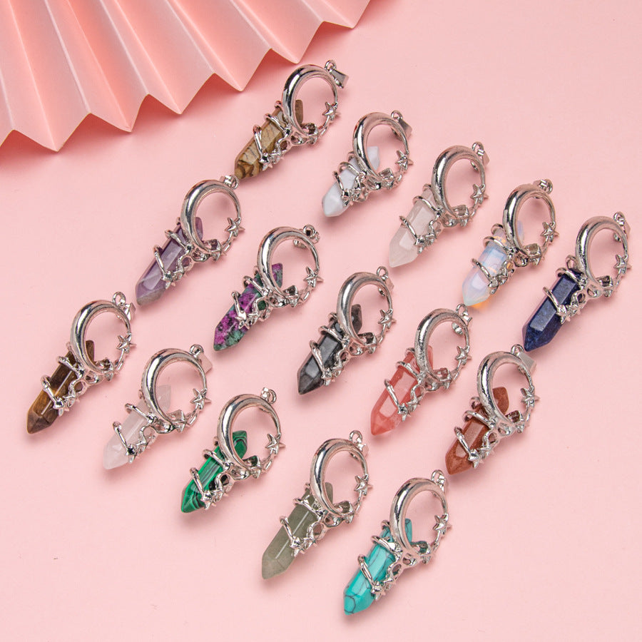 Crystal Hexagonal Star Moon Pendant