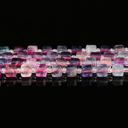 5A Natural Rainbow Fluorite Sugar Cube Loose Beads
