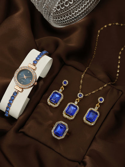 Bracelet Watch Peacock Water Drop Women's Jewelry Set