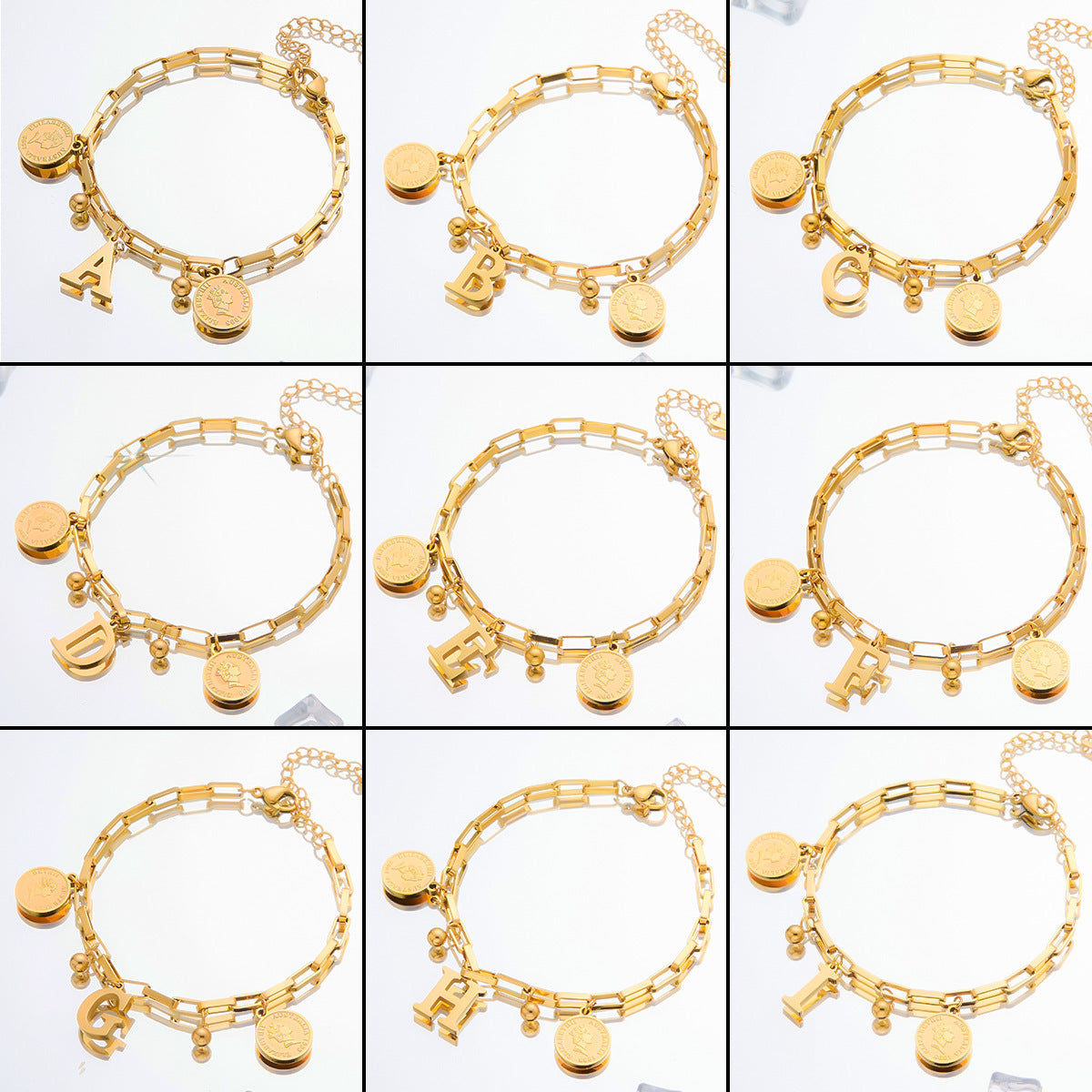 Titanium-Steel Hip Hop "Queen" Coin Bracelet (Non-Fading)