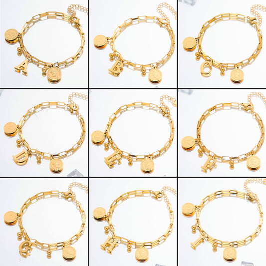 Titanium-Steel Hip Hop "Queen" Coin Bracelet (Non-Fading)