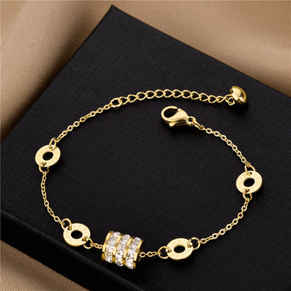 Pulseira de aço de titânio para mulheres - ouro rosa 18K, moderna, pulseira cheia de estrelas, atacado 