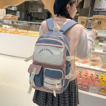 Contrasting color backpack travel backpack