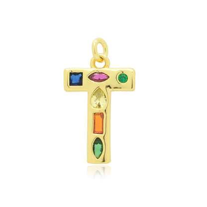 26 English letters copper zircon pendant