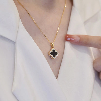 Four-leaf clover full diamond necklace