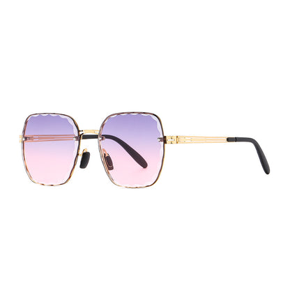 Gafas de sol cuadradas sin marco con degradado para mujer, modernas, de metal, con protección UV 