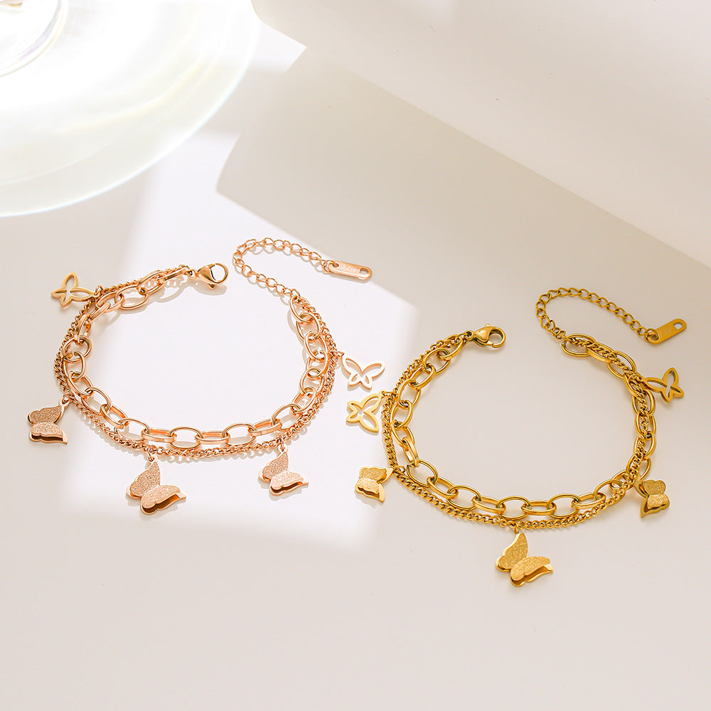 Double-layer Matte Butterfly Bracelet, Fashionable and Simple.