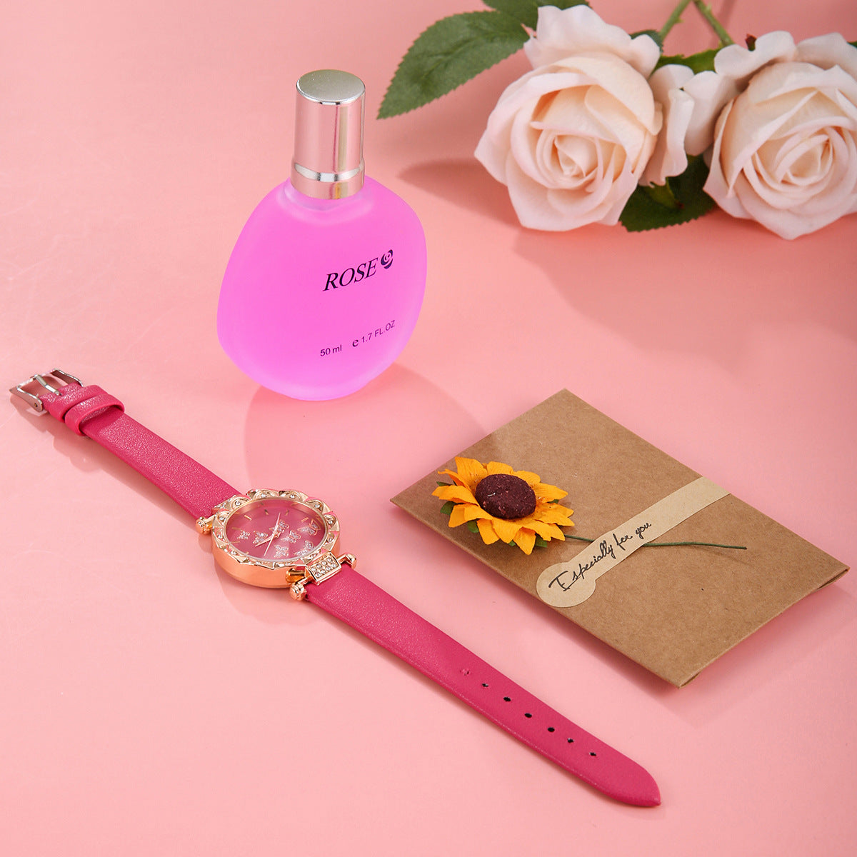 Round Butterfly Belt Watch 3-piece Set