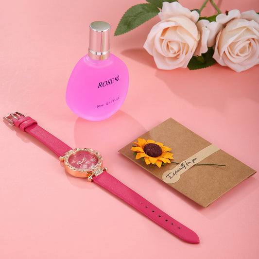 Round Butterfly Belt Watch 3-piece Set