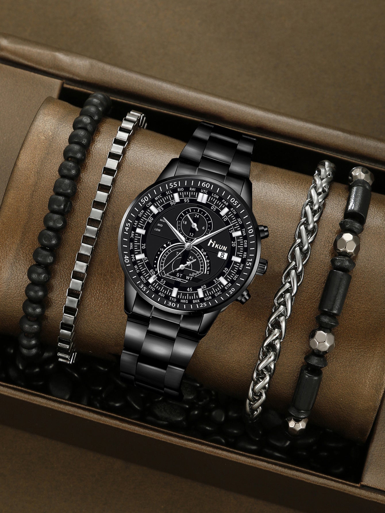 Alloy Watch Crown Beaded Turquoise Set