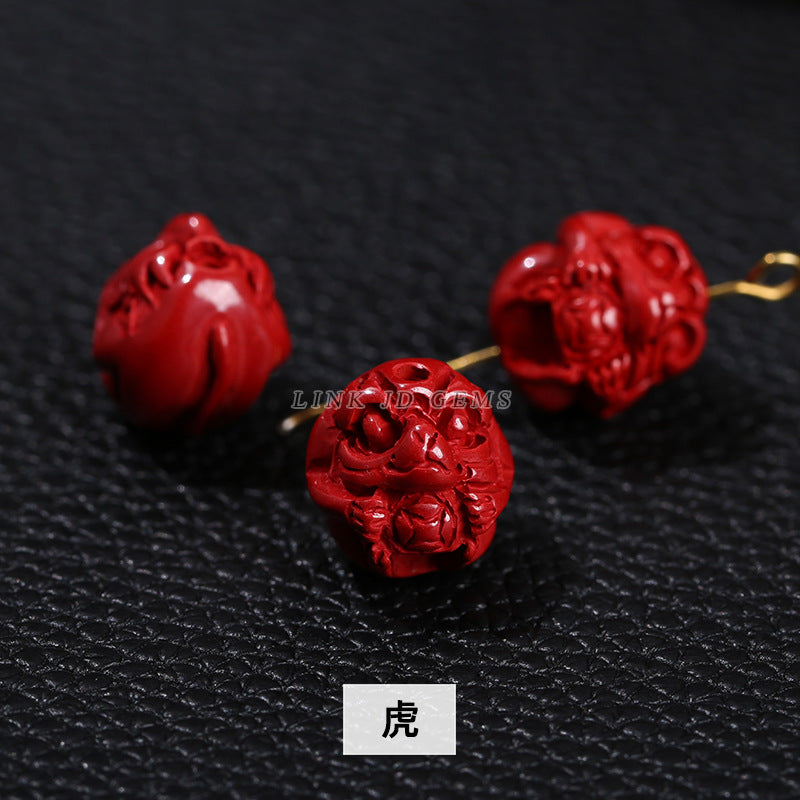 Raw mineral emperor sand twelve zodiac cinnabar loose beads