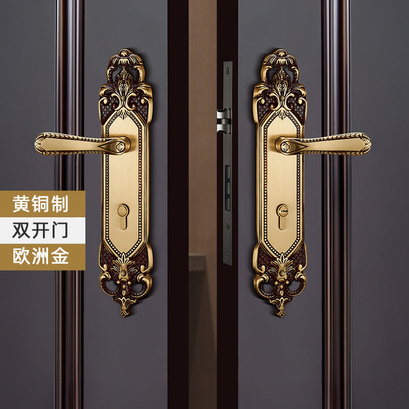 Brass door lock door lock handle