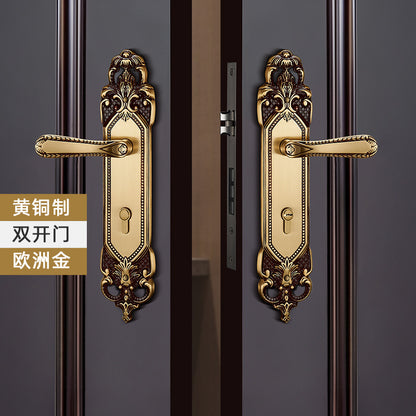Brass door lock door lock handle