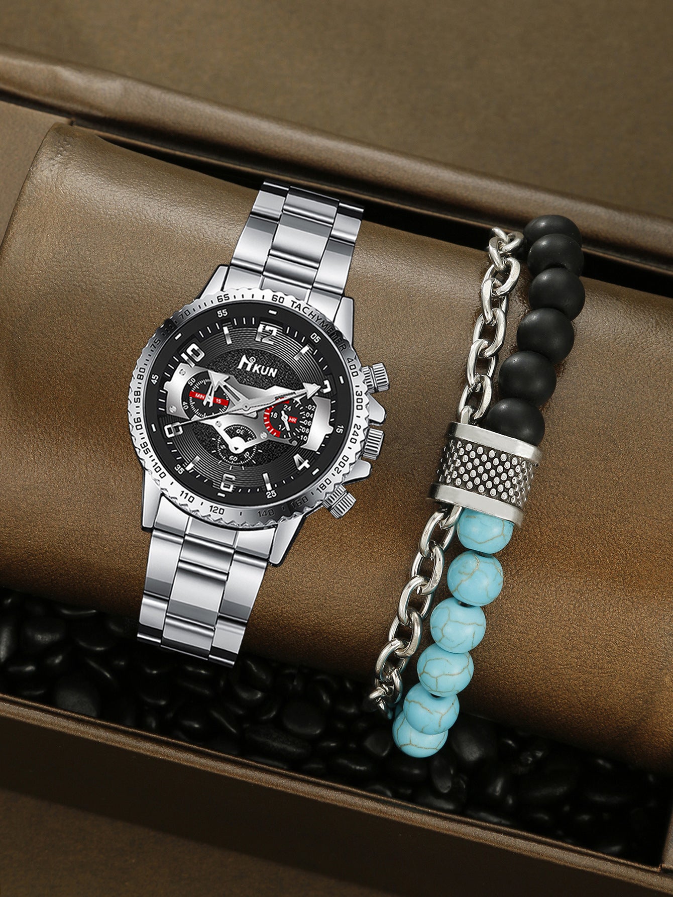 Men's Watch Punk Woven Bracelet Set