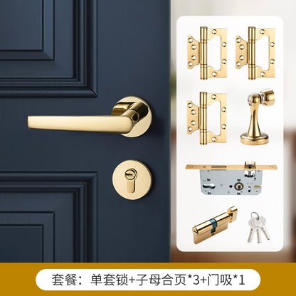 Door handle gold brass door lock