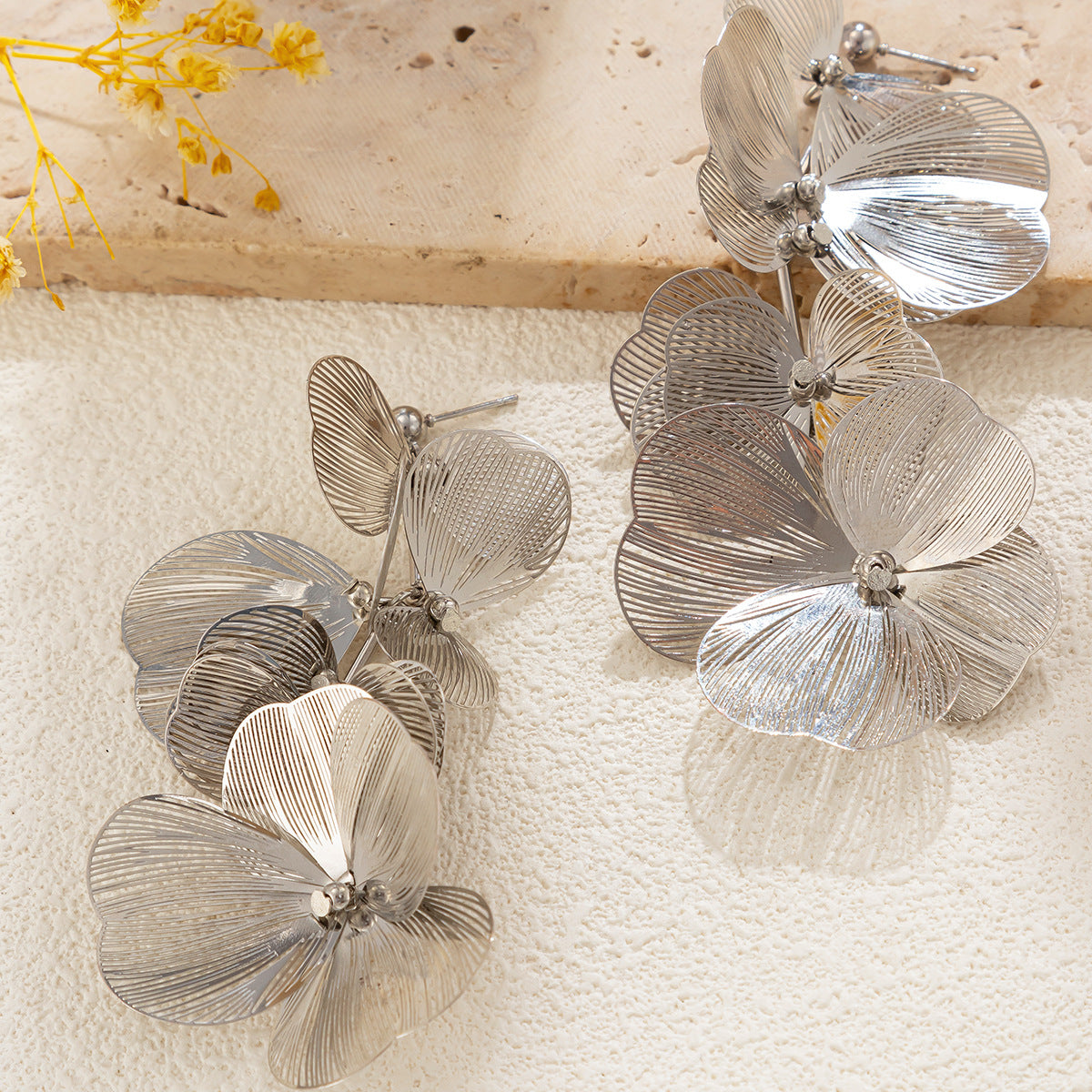 Fringed petal earrings