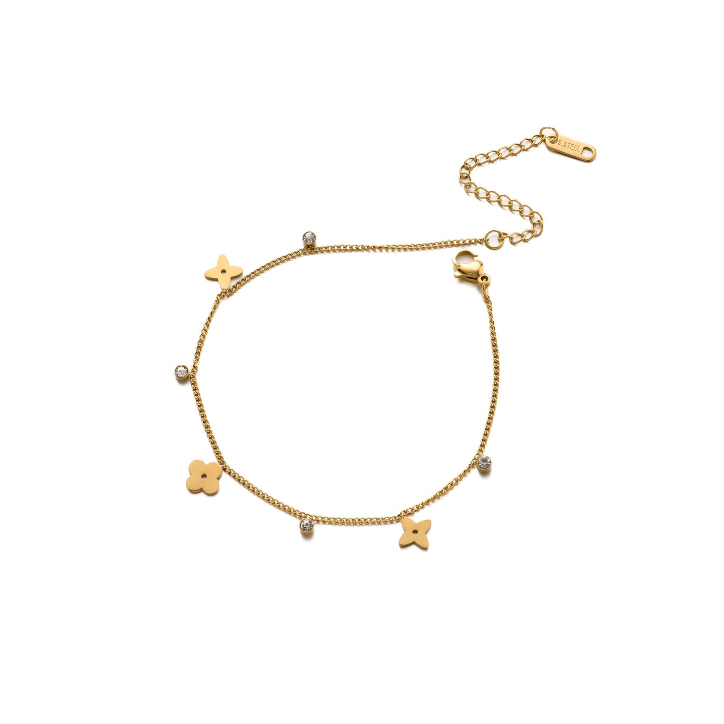18K Gold Four-Leaf Flower Bracelet