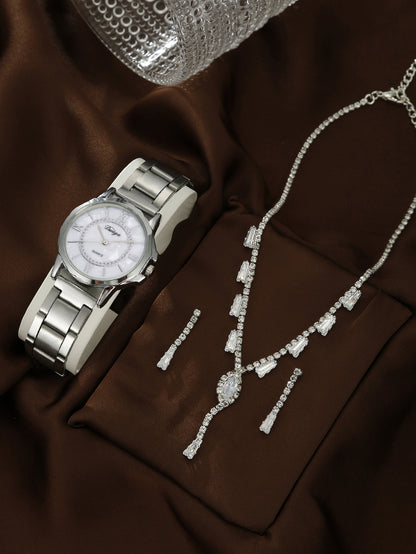 Quartz Watch Rhinestone Alloy Peacock Jewelry Set