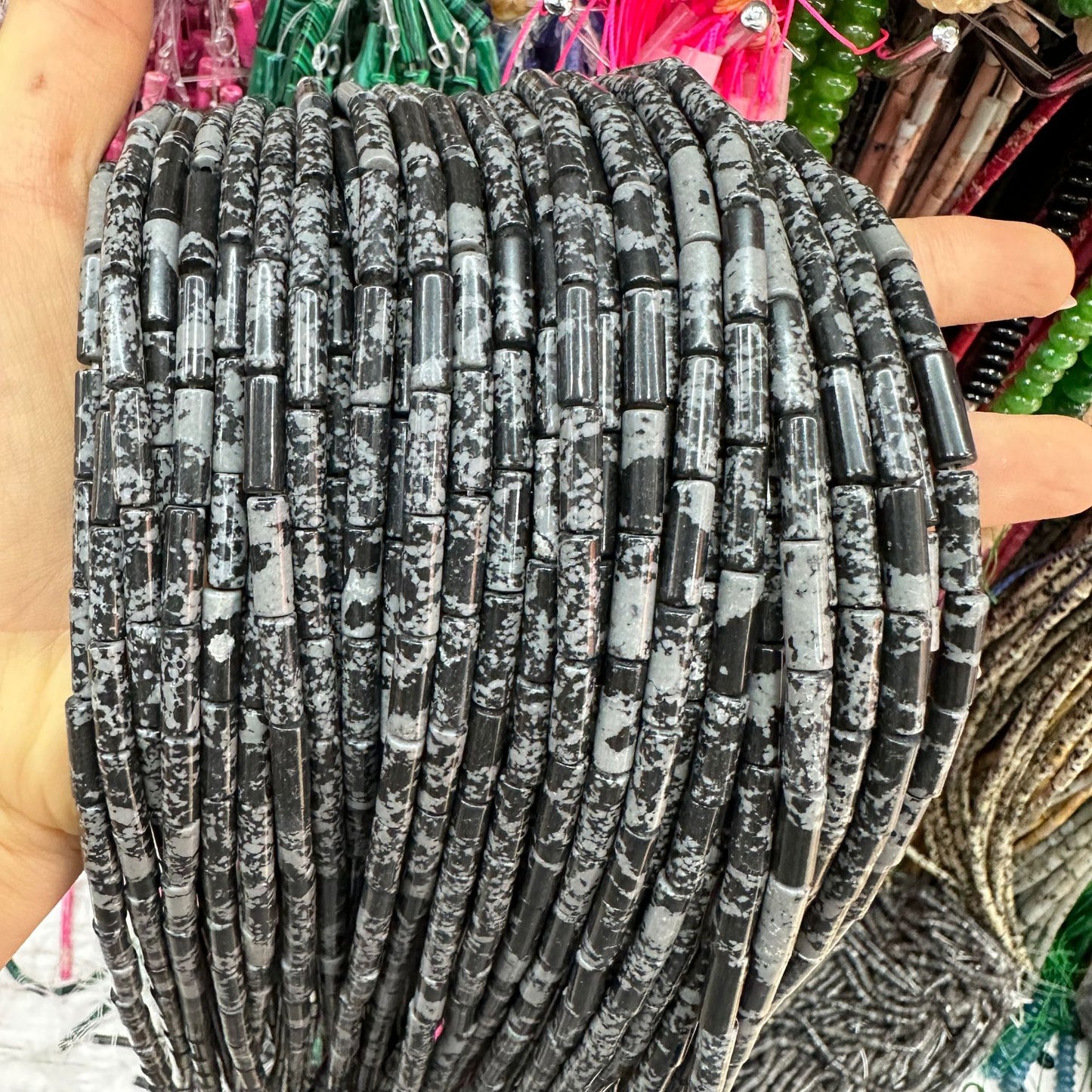 4*13MM natural stone crystal cylindrical spacer beads