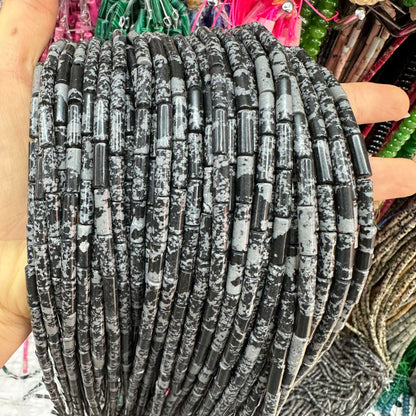 4*13MM natural stone crystal cylindrical spacer beads