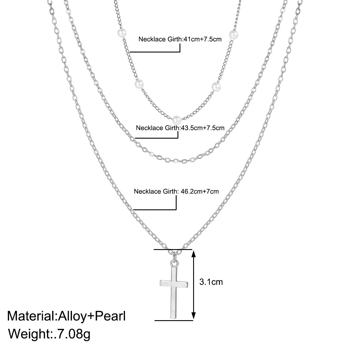 Pearl Cross Necklace Set