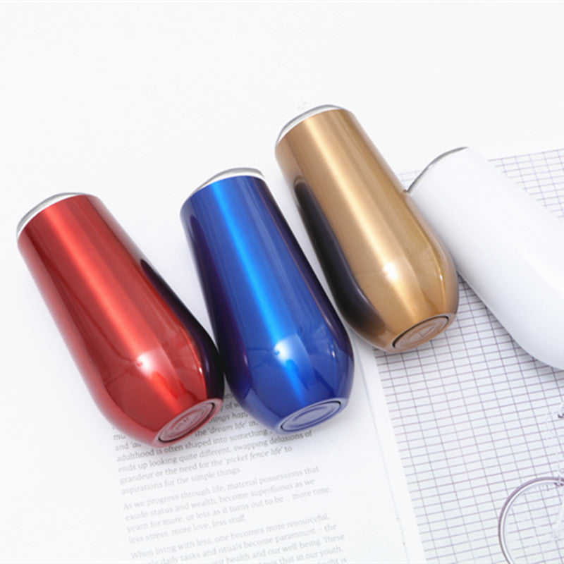 Double layer stainless steel 6oz long neck red wine glass