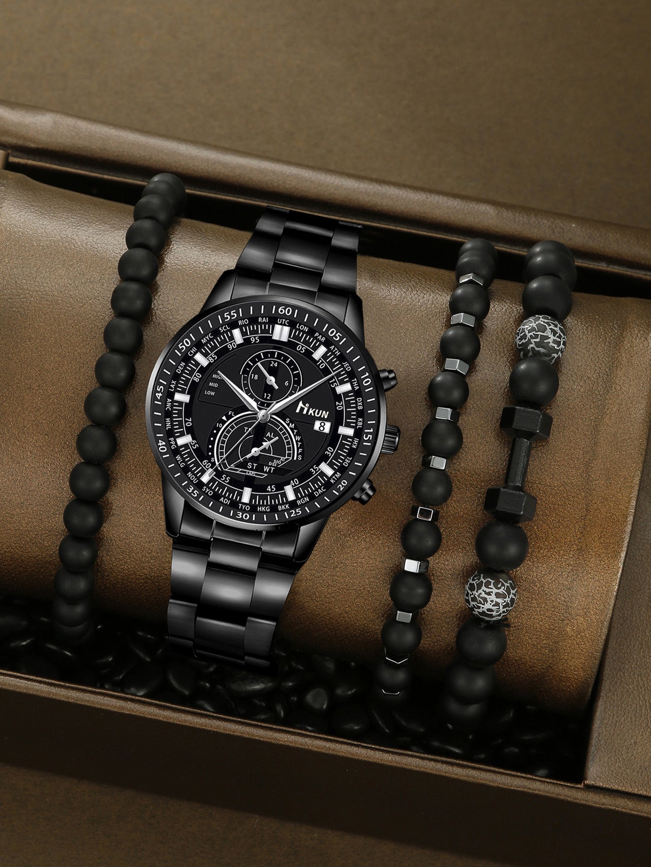 Alloy Watch Crown Beaded Turquoise Set