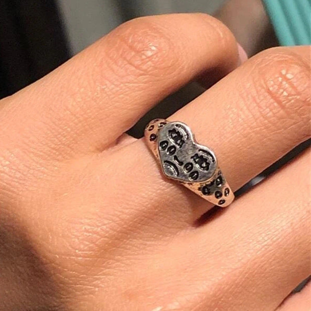 Vintage hollow heart open ring 2-piece set