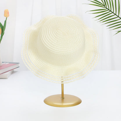 DIY Straw Hat Blank Summer Large Brim Wavy Sun Protection