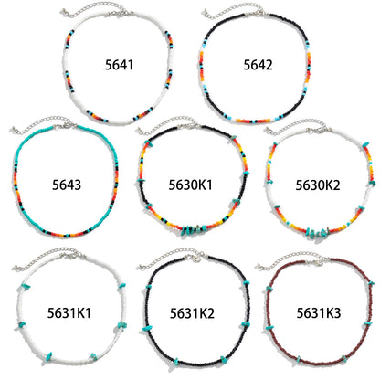 Beaded simple rice bead short necklace