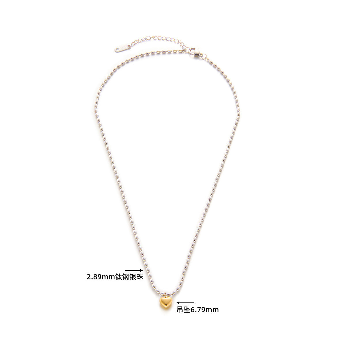 Gold and silver two-color love necklace