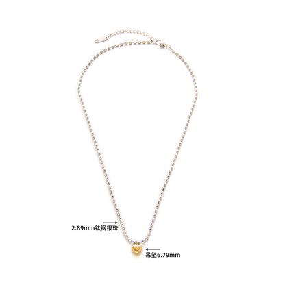 Gold and silver two-color love necklace