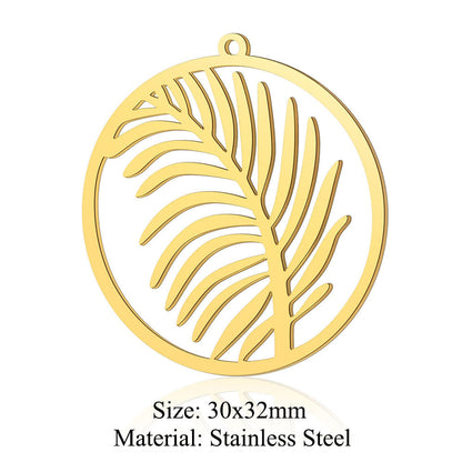 5 pcs/bag leaf branch titanium steel pendant