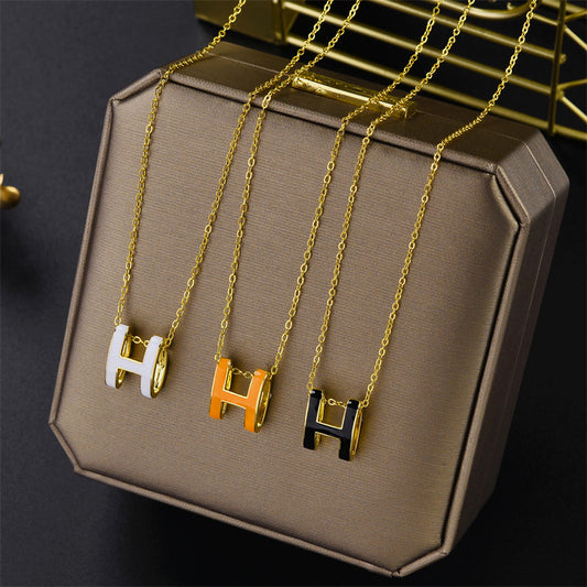 Chic H Letter Pendant Titanium Necklace