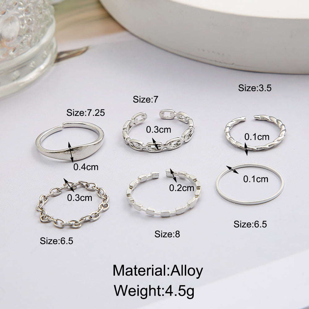 Adjustable Plain Ring Set (6-Piece)