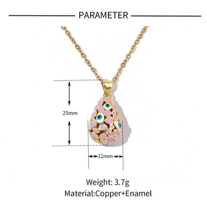 18K real gold color-preserving copper zircon water drop eye pendant.