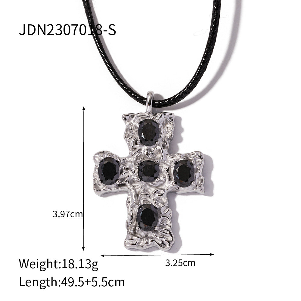 Stainless Steel Wax Rope Circle Necklace