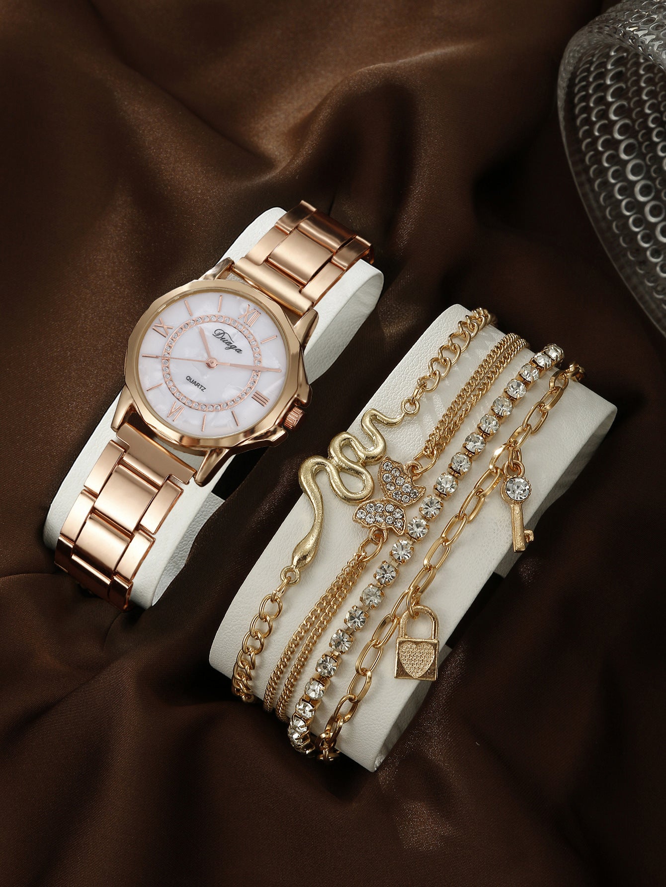 Quartz Watch Rhinestone Alloy Peacock Jewelry Set