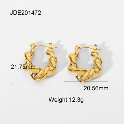 Stainless Steel Twisted Hoop Earrings