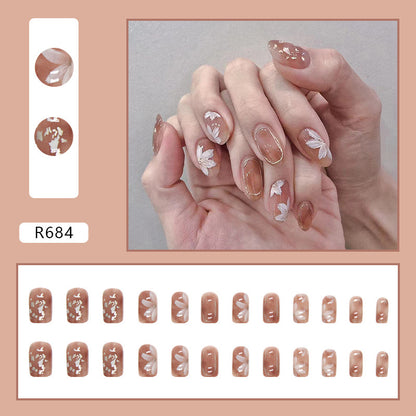 Amber Shell Gold Foil Nails