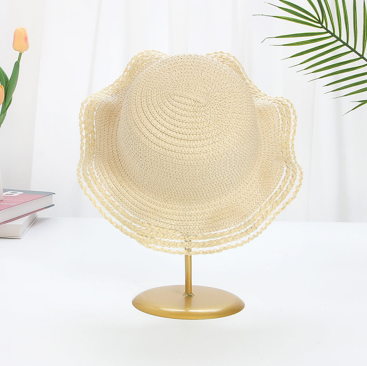 DIY Straw Hat Blank Summer Large Brim Wavy Sun Protection