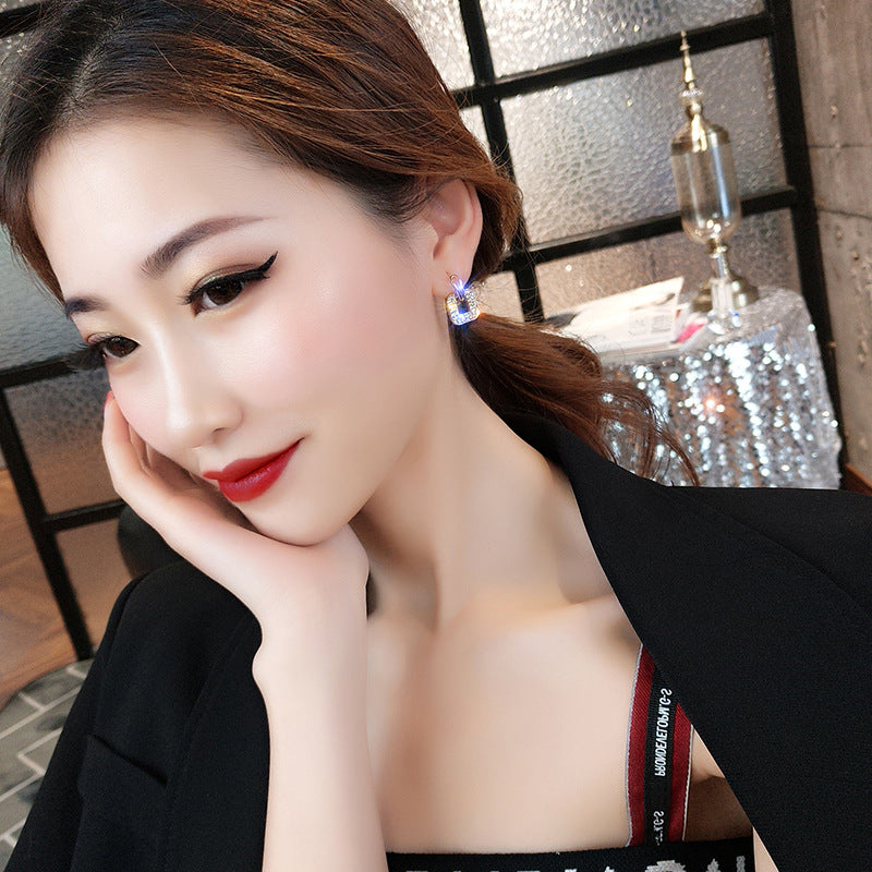 Full diamond earrings women's new personality