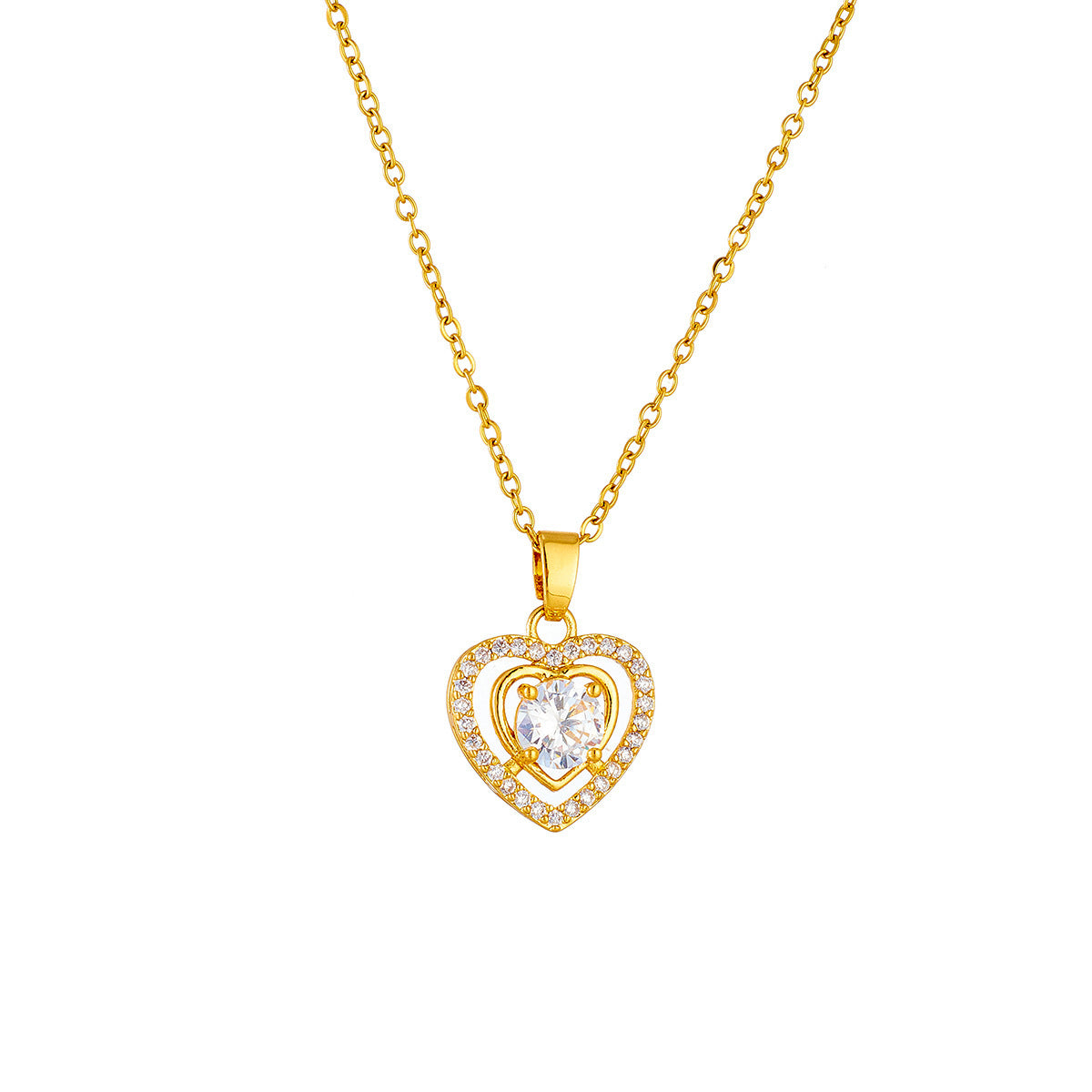 Women's Gold-Plated Titanium Steel Zircon Love Clavicle Necklace