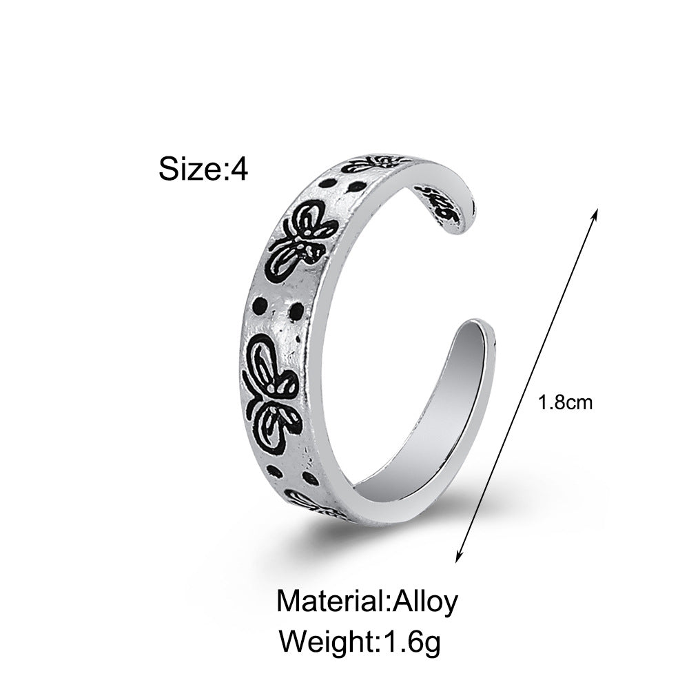 Retro Engraved Butterfly Ring