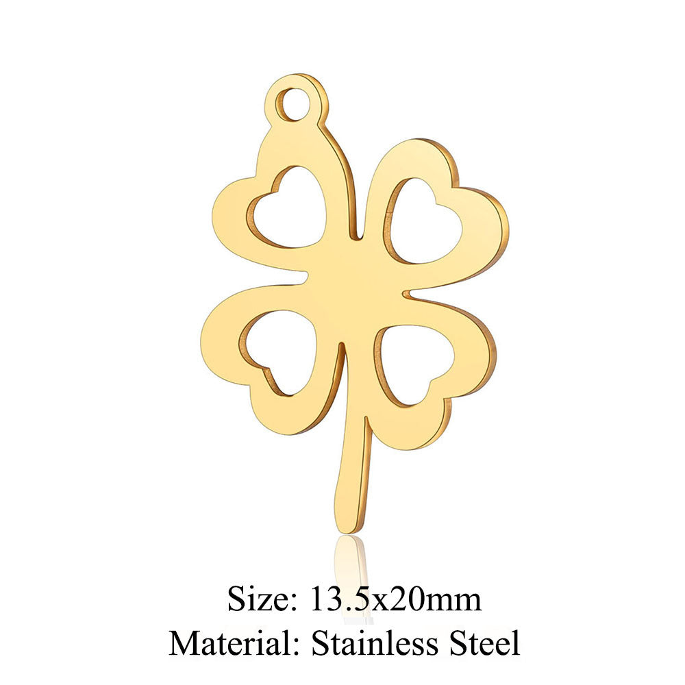 5 pcs/bag leaf flower titanium steel pendant four-leaf clover