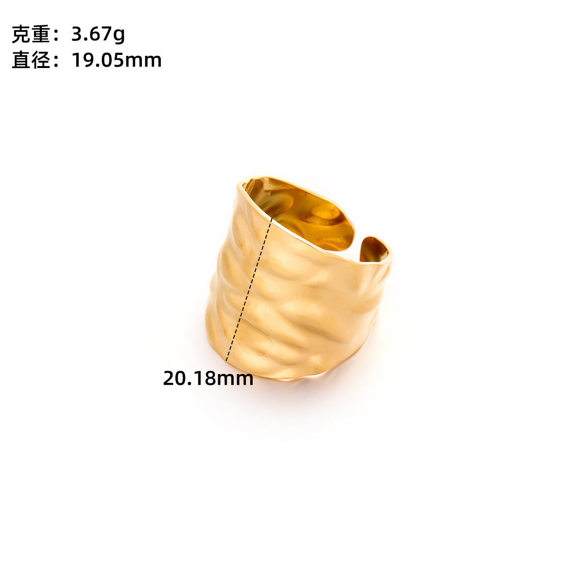Retro Wide-Pleated Heart Titanium Steel Ring — 18K Gold Plated