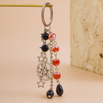 Keychain alloy glass bead pendant